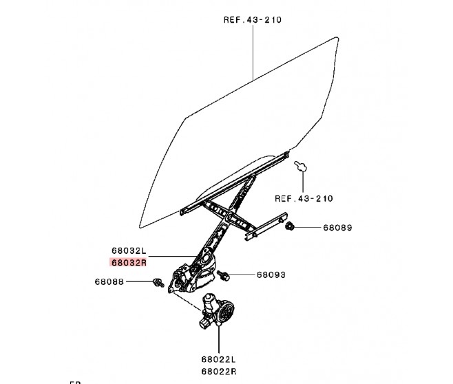 REAR RIGHT WINDOW REGULATOR FOR A MITSUBISHI OUTLANDER - GF7W