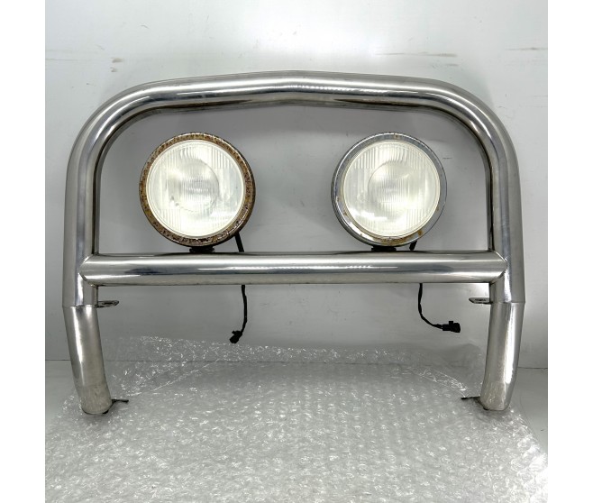 FRONT CHROME BULL BAR WITH SPOT LIGHTS FOR A MITSUBISHI PAJERO - V24W