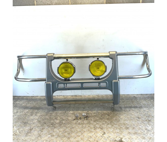 FRONT CHROME BULL BAR WITH SPOT LIGHTS FOR A MITSUBISHI V20-50# - FRONT CHROME BULL BAR WITH SPOT LIGHTS