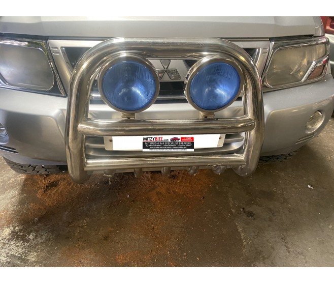 CHROME FRONT NUDGE  BULL A BAR WITH SPOT LAMPS FOR A MITSUBISHI V70# - FRONT BUMPER & SUPPORT