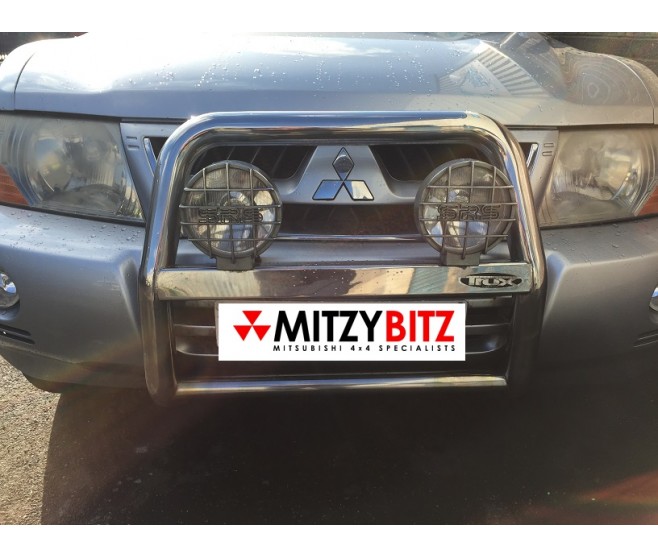 CHROME A-BAR WITH SPOT LIGHTS FOR A MITSUBISHI V60,70# - FRONT BUMPER & SUPPORT