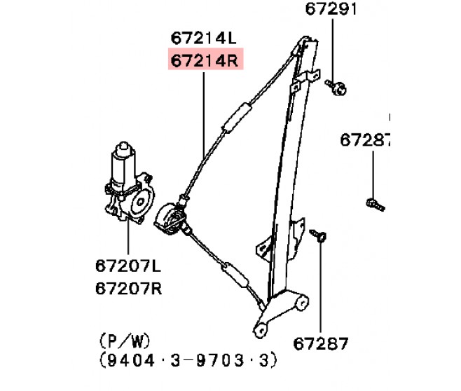 DOOR WINDOW REGULATOR AND MOTOR FRONT RIGHT FOR A MITSUBISHI PAJERO/MONTERO - V46W