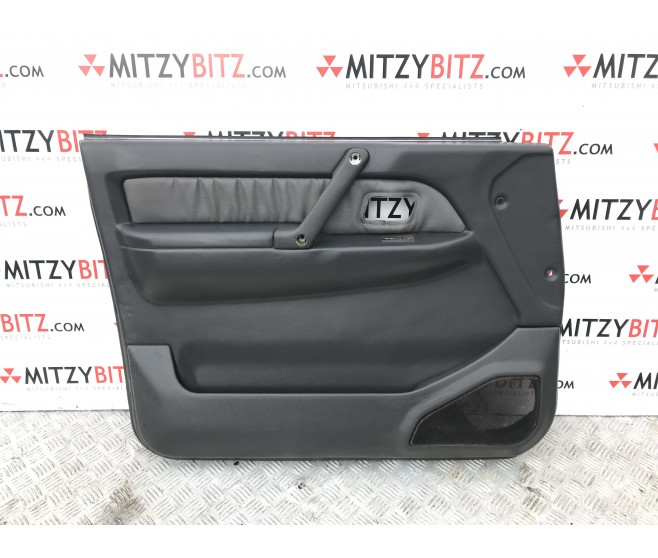 FRONT LEFT DOOR CARD GREY LEATHER FOR A MITSUBISHI V10-40# - FRONT DOOR TRIM & PULL HANDLE