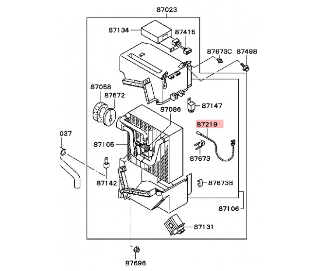 A/C EVAPORATOR AIR OUTLET THERMISTOR FOR A MITSUBISHI SPACE GEAR/L400 VAN - PA3W