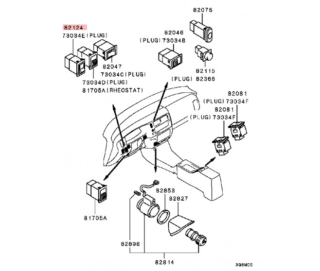 REAR FOG LIGHT LAMP SWITCH FOR A MITSUBISHI CHASSIS ELECTRICAL - 