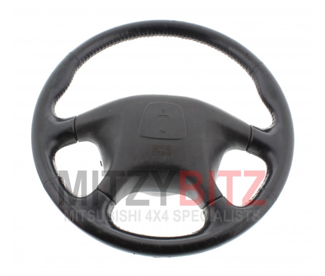 BLACK LEATHER STEERING WHEEL WITH AIRBAG  FOR A MITSUBISHI DELICA SPACE GEAR/CARGO - PD6W