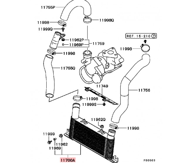 INTERCOOLER FOR A MITSUBISHI V68W - 3200D-TURBO/SHORT WAGON<01M-> - GL(NSS4),5FM/T LHD / 2000-02-01 - 2006-12-31 - INTERCOOLER