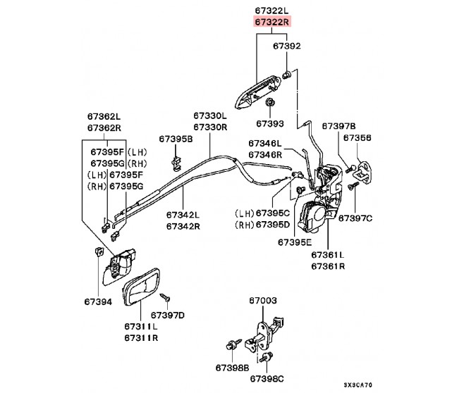FRONT RIGHT OUTSIDE HANDLE FOR A MITSUBISHI DOOR - 