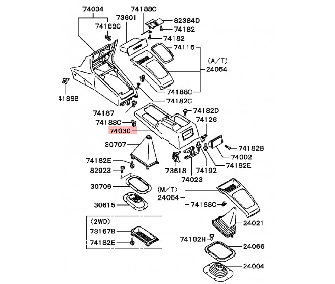 CENTRE FLOOR CONSOLE FOR A MITSUBISHI PAJERO PININ/MONTERO IO - H77W