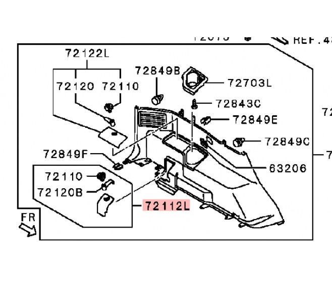 REAR LEFT SEAT HINGE LOCKING COVER TRIM FOR A MITSUBISHI PAJERO - V73W