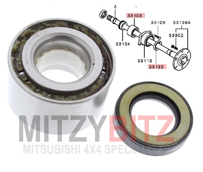REAR AXLE SHAFT BEARING AND OIL SEAL FOR A MITSUBISHI K60,70# - REAR AXLE HOUSING & SHAFT