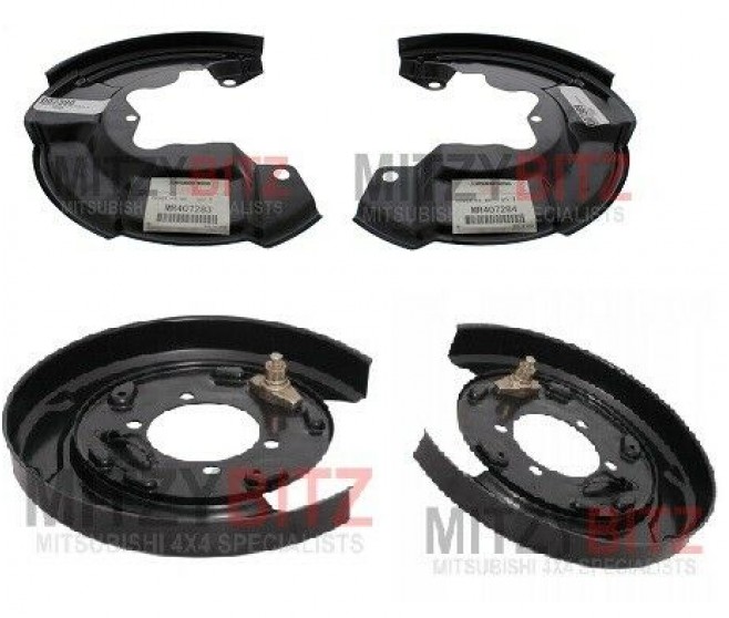 ALL 4 REAR BRAKE DISC DUST COVER BACKING PLATE KIT FOR A MITSUBISHI PAJERO - V73W