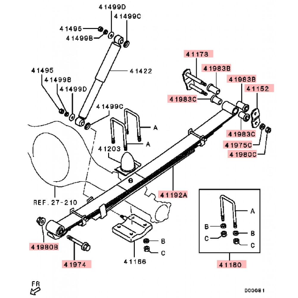 Rear Leaf Spring With Fitting Kit (4+2 Leaf) for a Mitsubishi L200